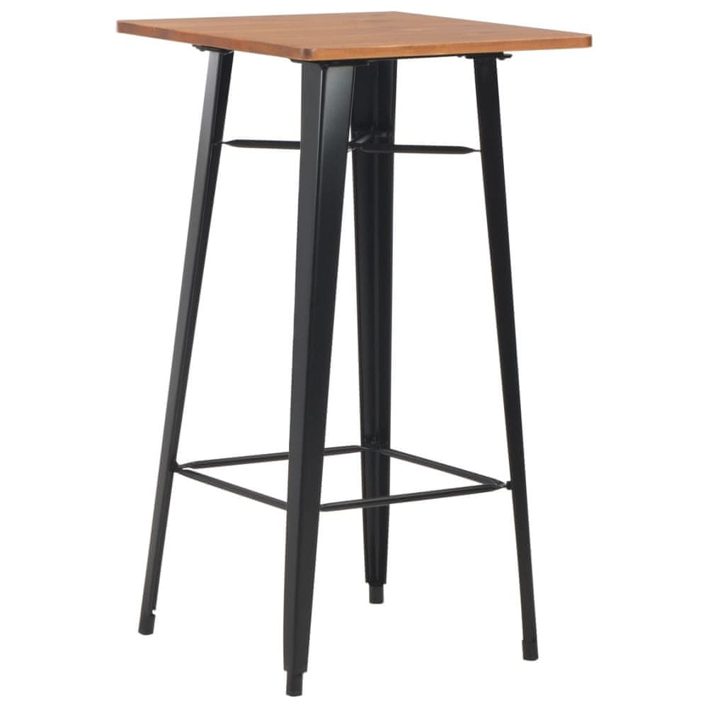 Petromila vidaXL Barový stôl čierny 60x60x108 cm borovicové drevo a oceľ